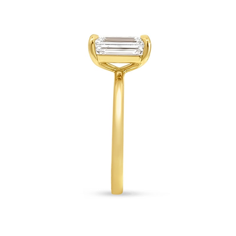 Emerald Cut Solitaire Diamond Engagement Ring view 4