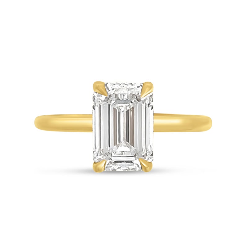 Yellow Gold Emerald Cut Solitaire Diamond Engagement Ring