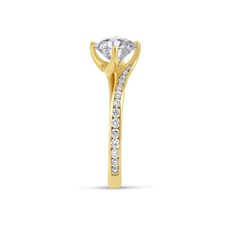 Twist Pave Round Diamond Engagement Ring view 4