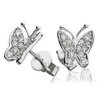 Butterfly Shape Pave Diamond Earrings Studs view 1
