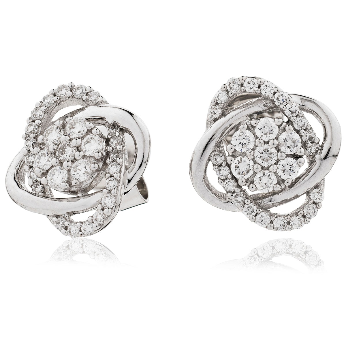 Swirl Cuts Diamond Earrings Studs view 1