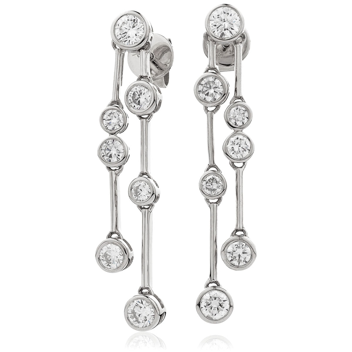 Rubover 2 Row Bar Diamond Drop Earring view 1