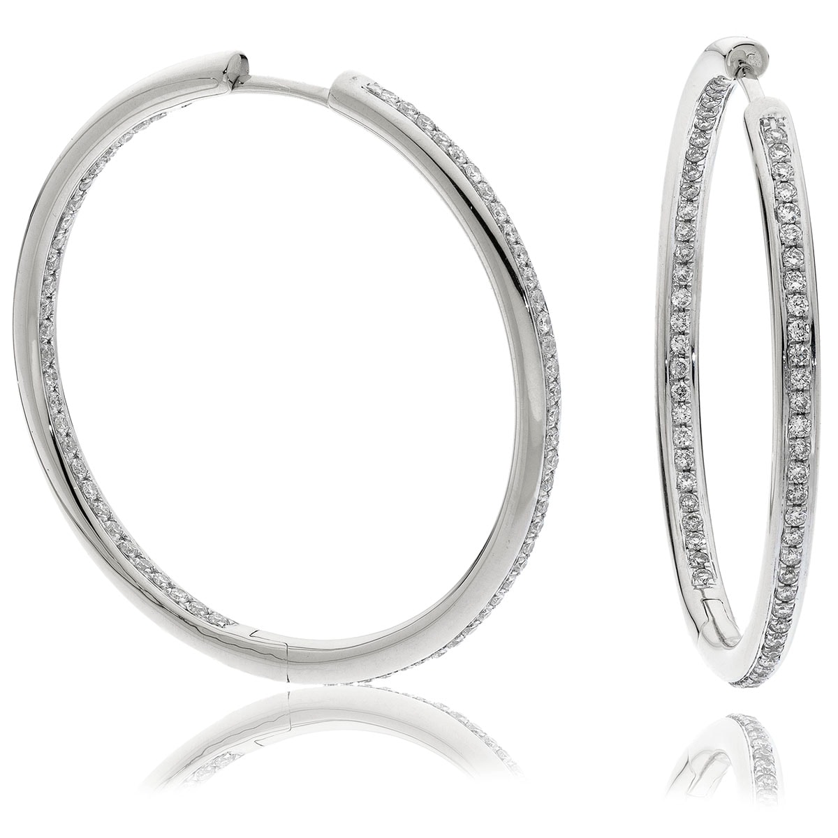 Channel Set Diamond Hoop Earrings view 1