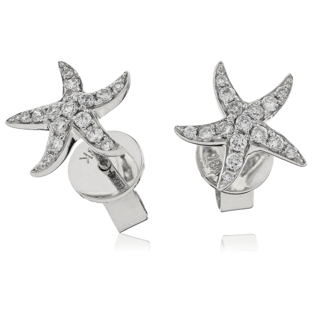 Star Fish Shape Diamond Earrings Studs view 1
