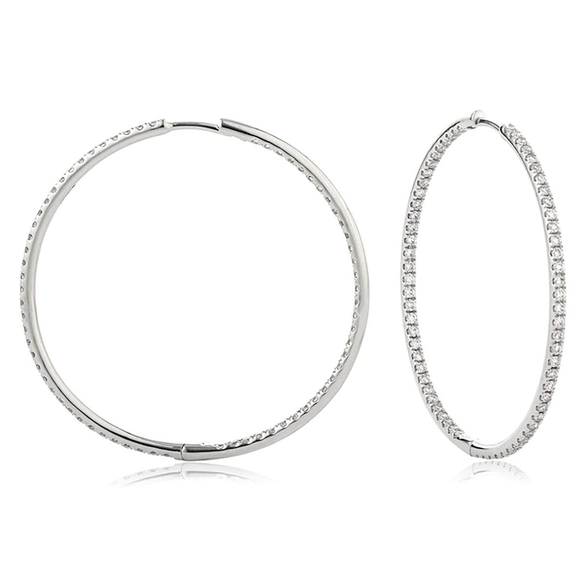 Round Shape Micro Set Diamond Hoops Earrings view 1