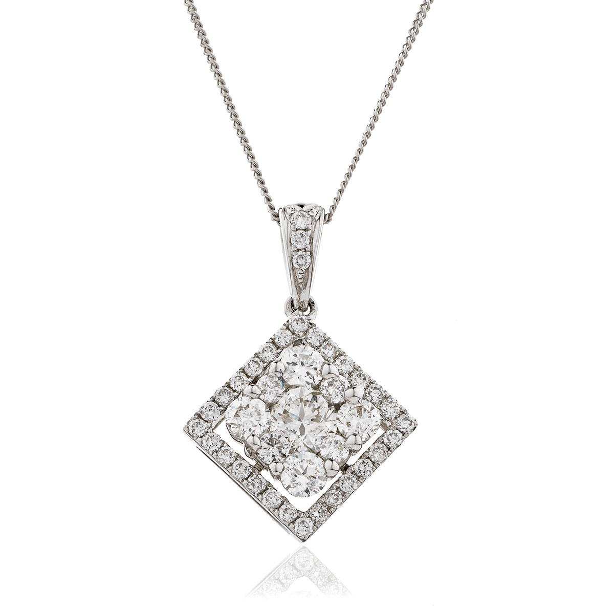 Princess Shape Pave Diamond Pendant view 1