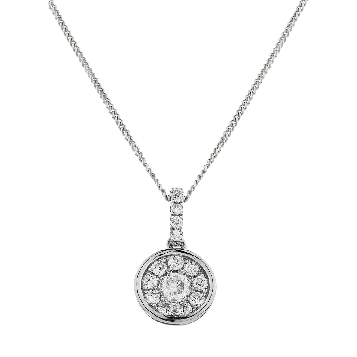 Round Pave Diamond Necklace view 1