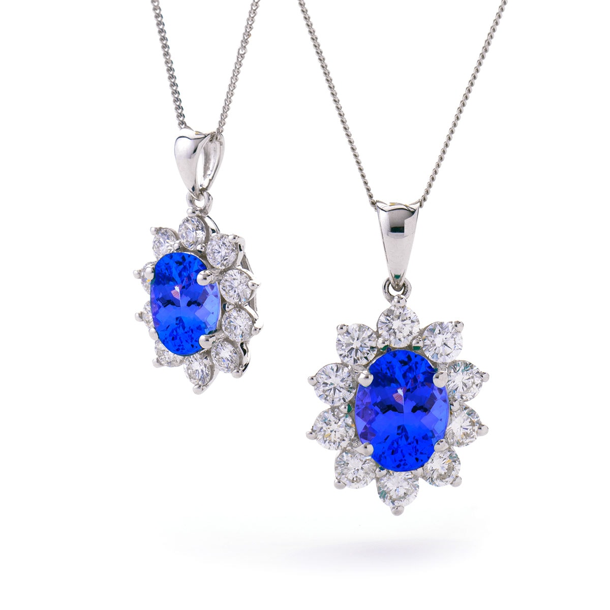 Oval 10 Stone Cluster Diamond Pendant view 1