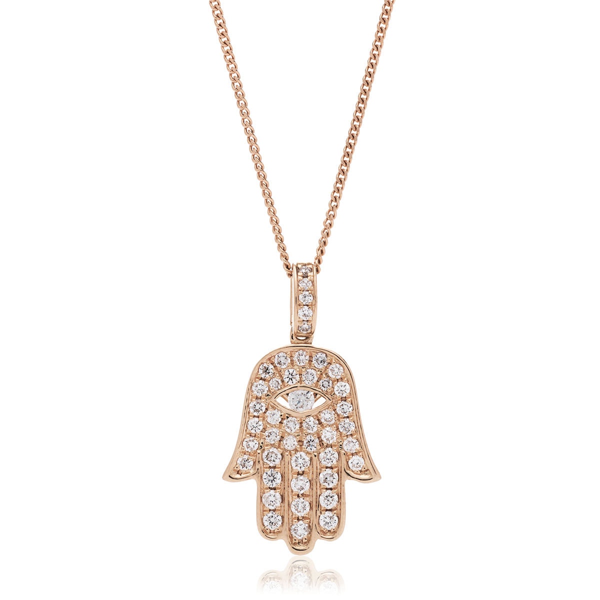 Pave Diamond Setting Hamsa Necklace view 1