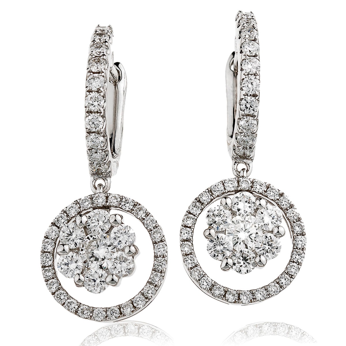 Outer Round Pave Drop Hoops Diamond Earring view 1
