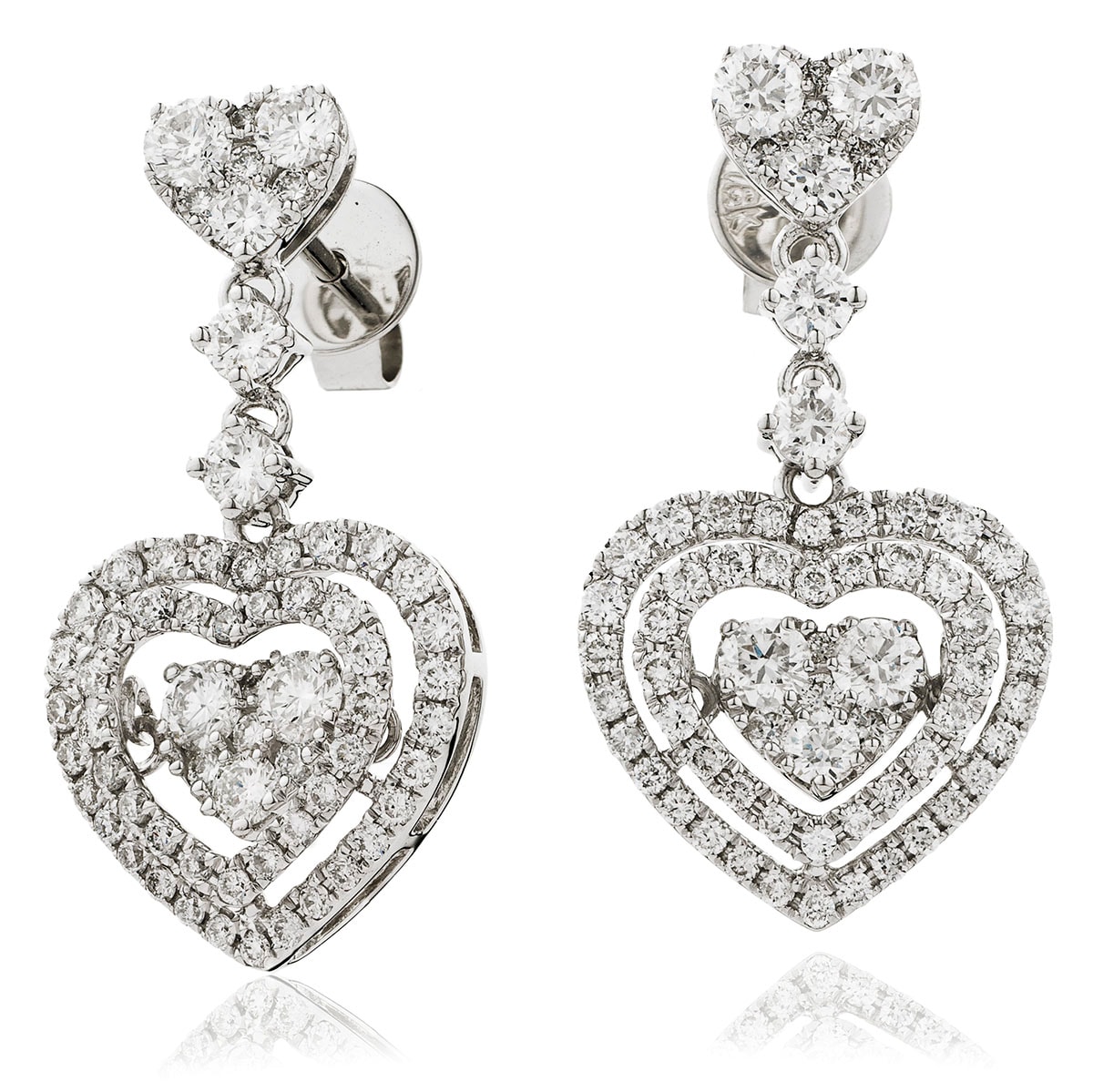 Heart Shape Moveable Diamond Drop Earrings view 1