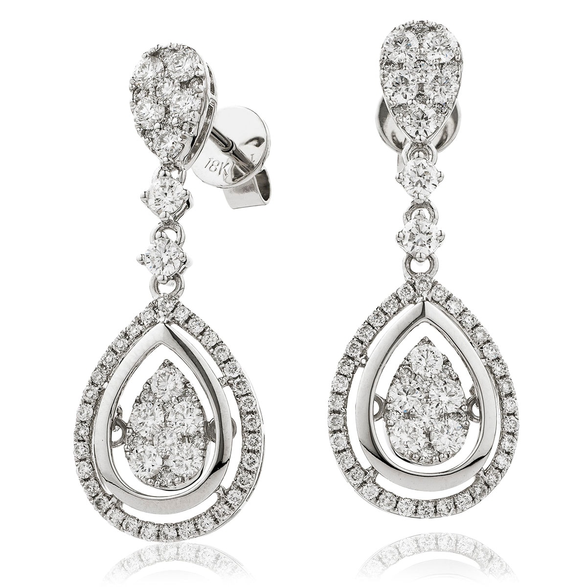 Teardrop Moveable Diamond Drops Earrings
