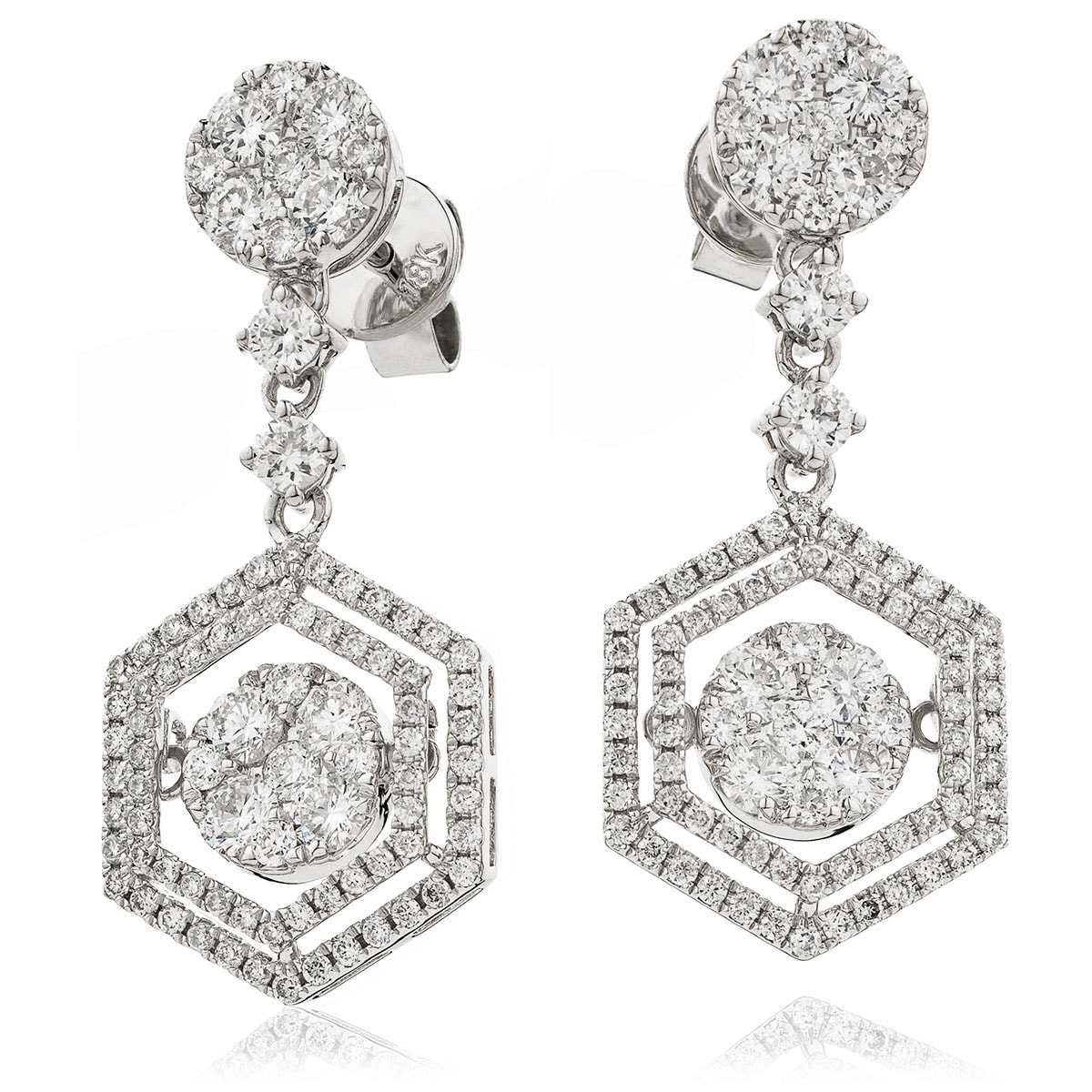 Moveable Drop Diamond Earrings view 1