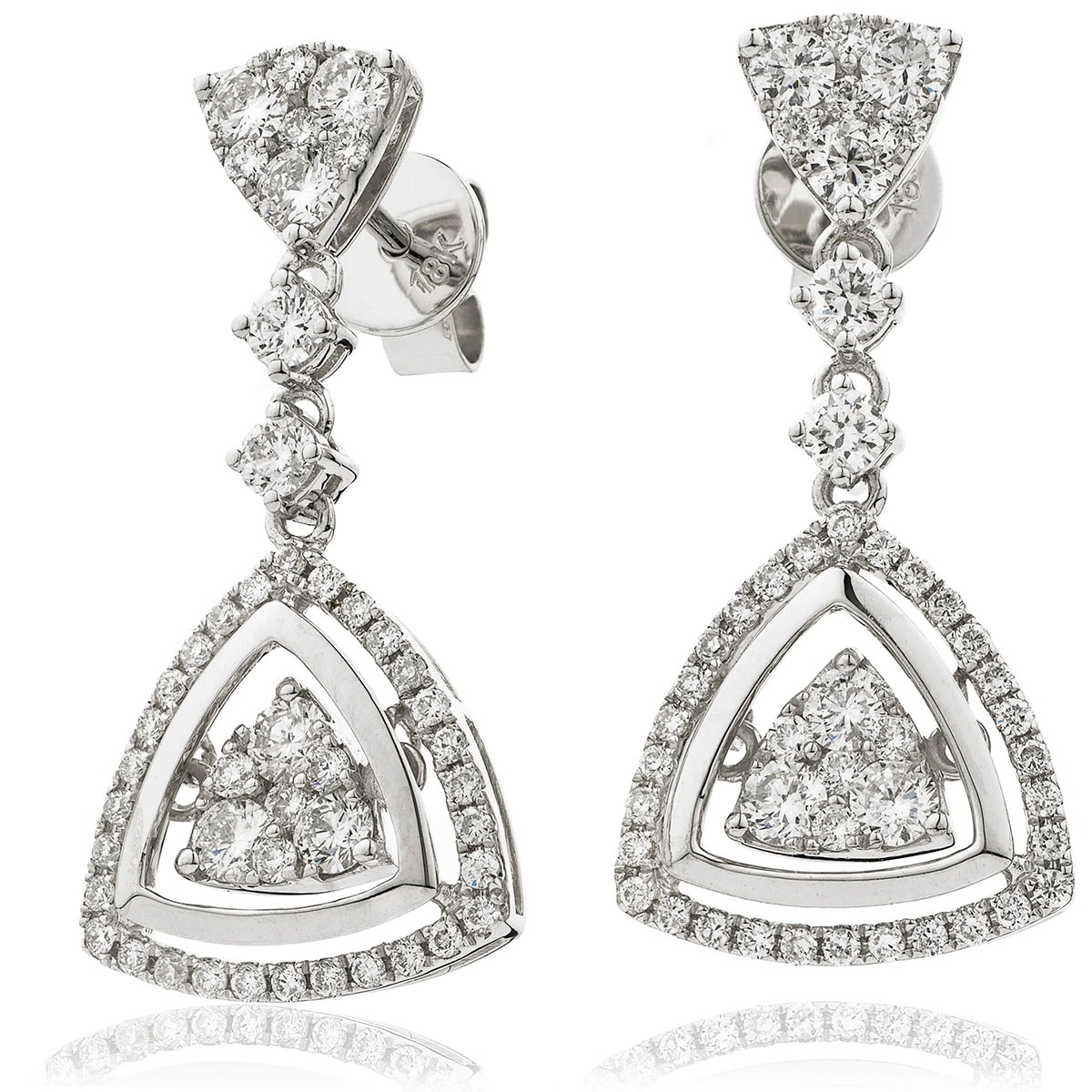 Triangle Shape Moveable Drop Diamond Earrings view 1