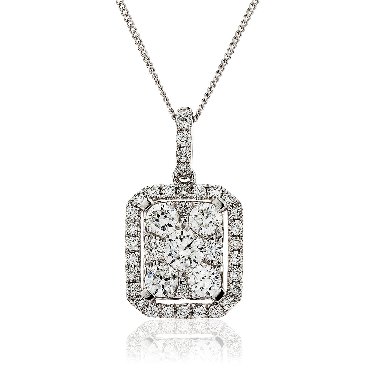 Emerald Shape Pave Diamond Pendant view 1