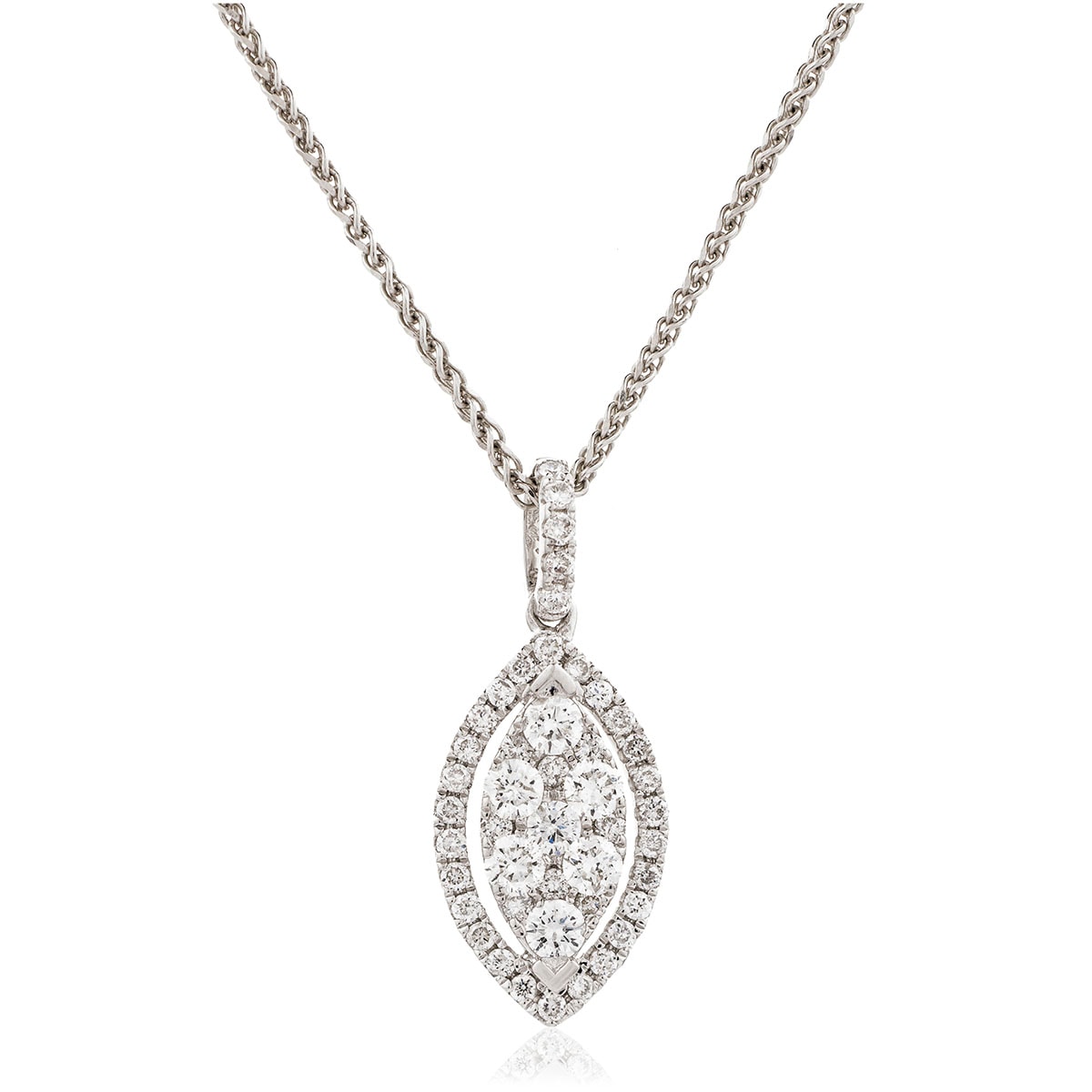 Leaf Shaped Open Halo Pave Diamond Pendant view 1