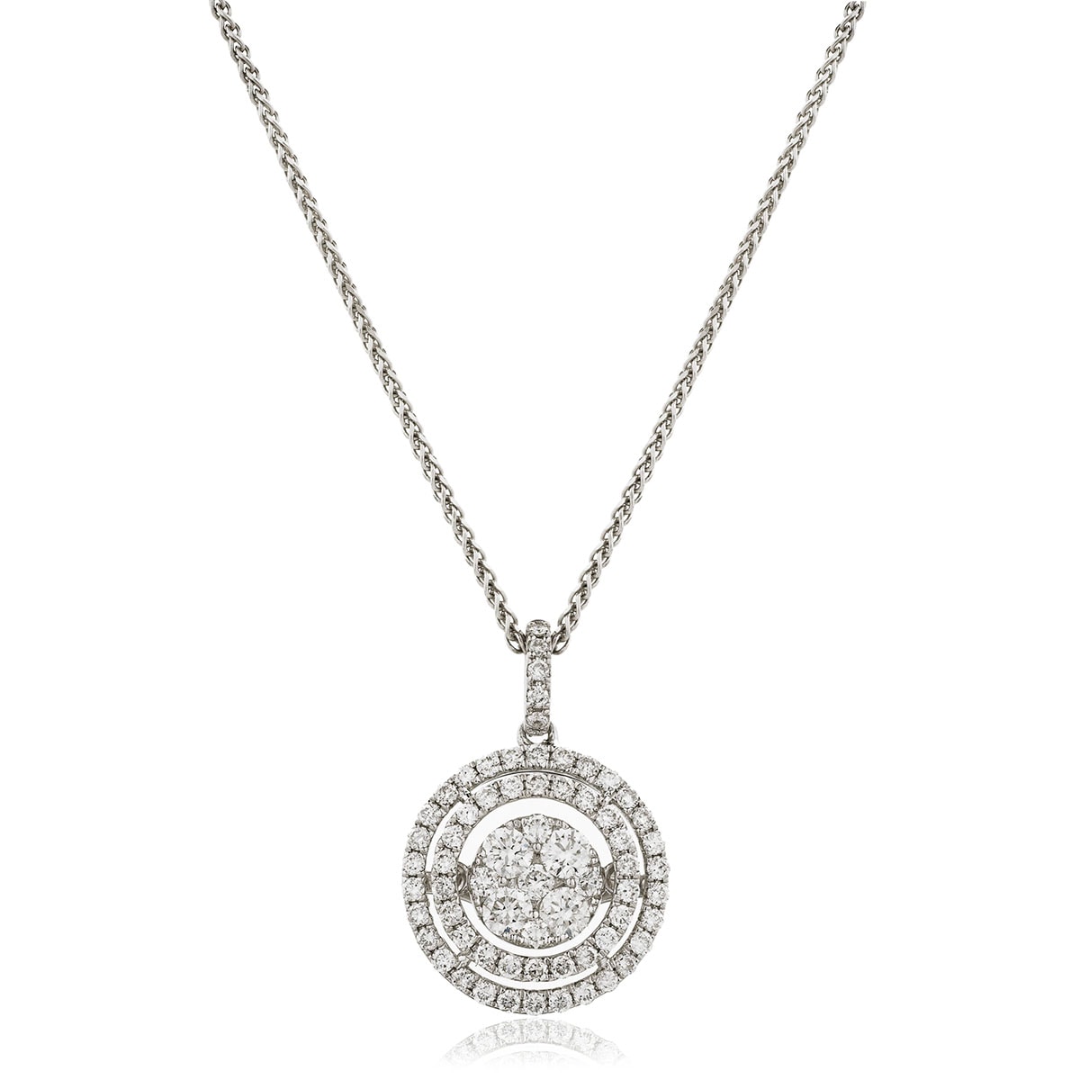 Round Shape Double Halo Diamond Pendant view 1