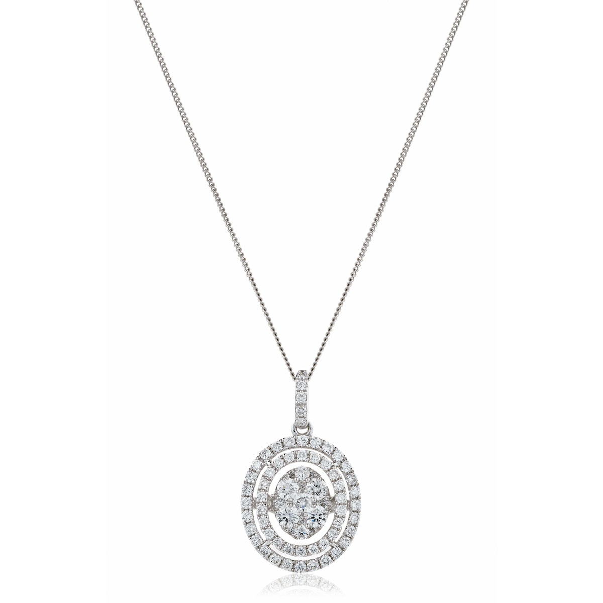 Oval Shaped Double Halo Diamond Pendant view 1