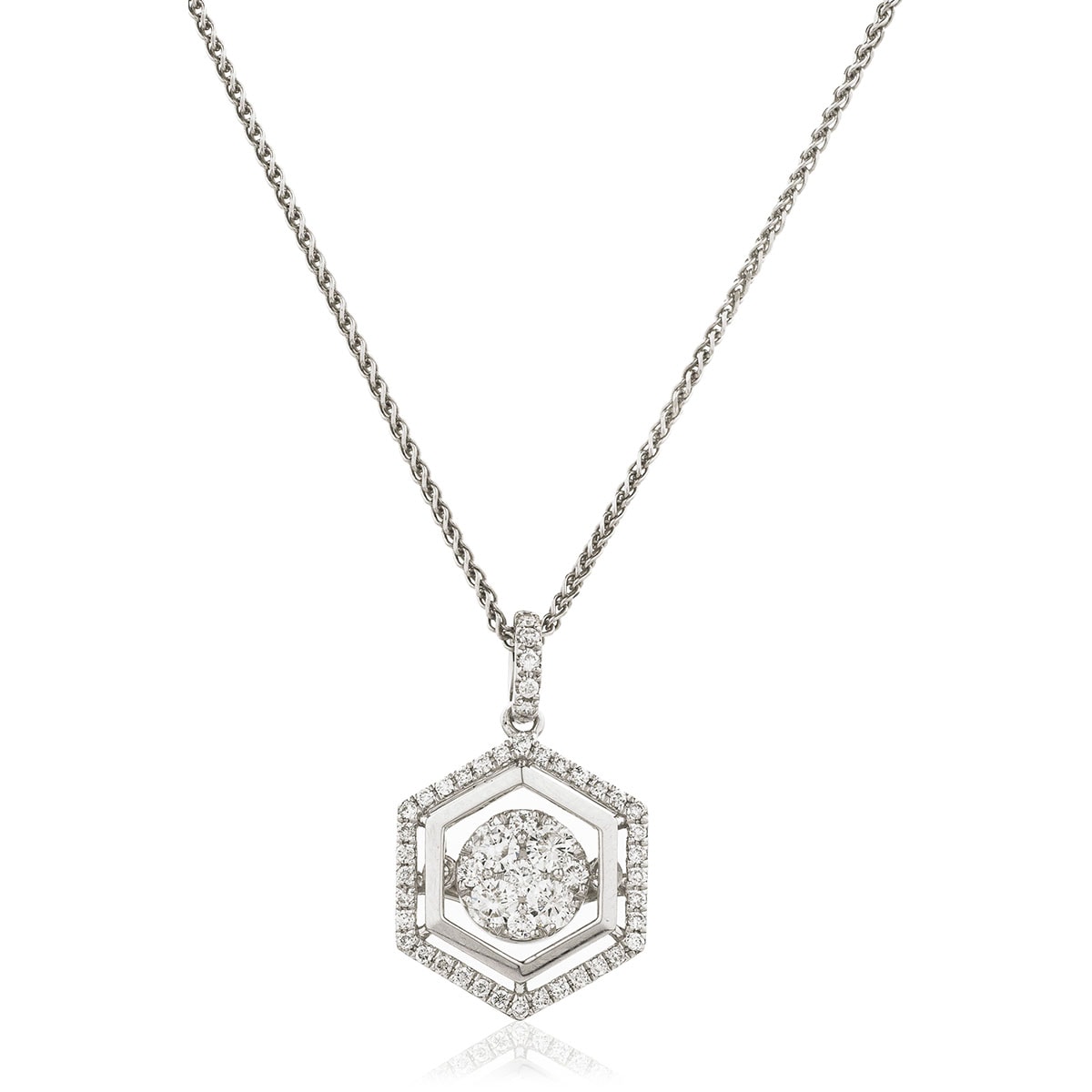 Outer Halo Hexagon Diamond Pendant view 1