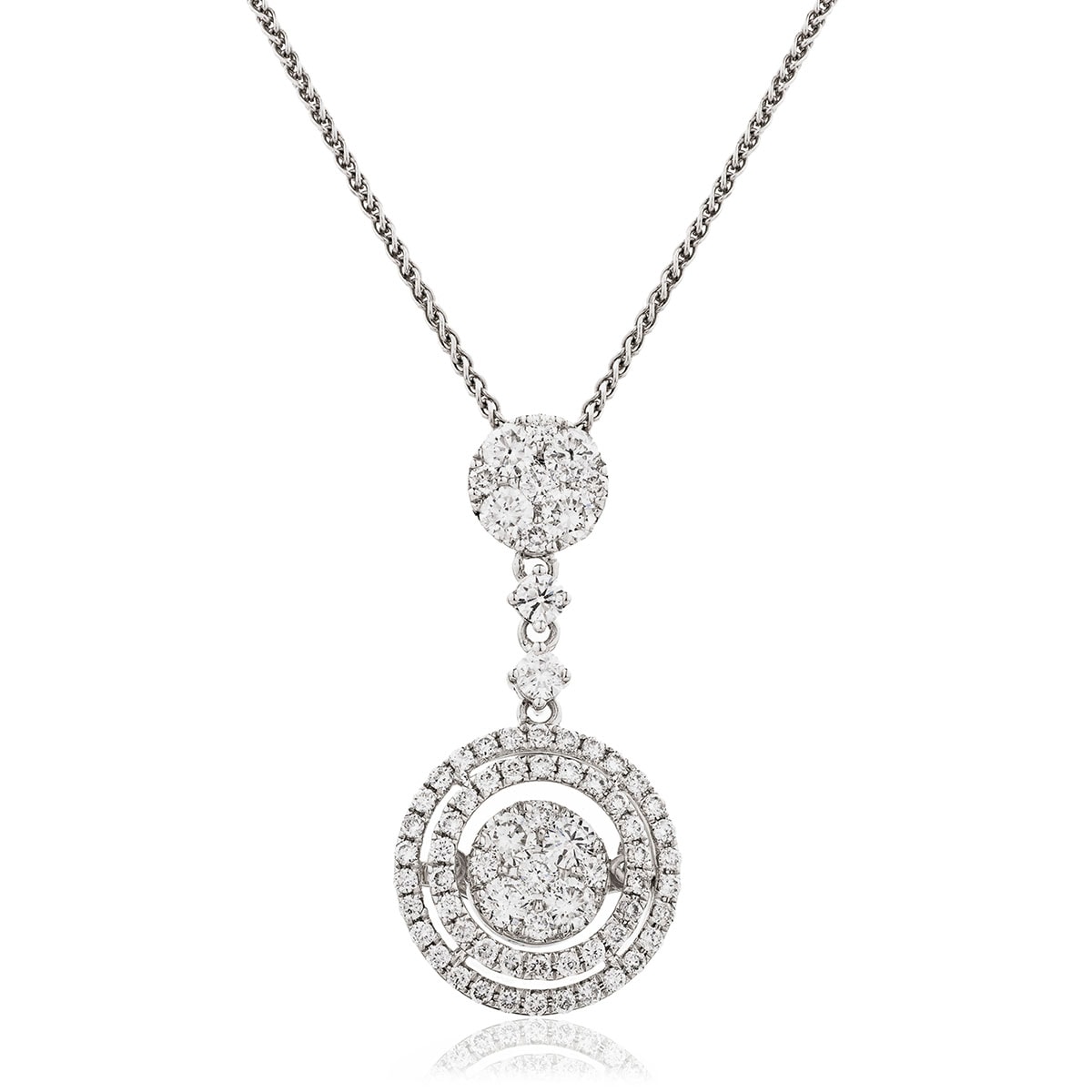 Round Shape Drop Double Halo Diamond Pendant view 1