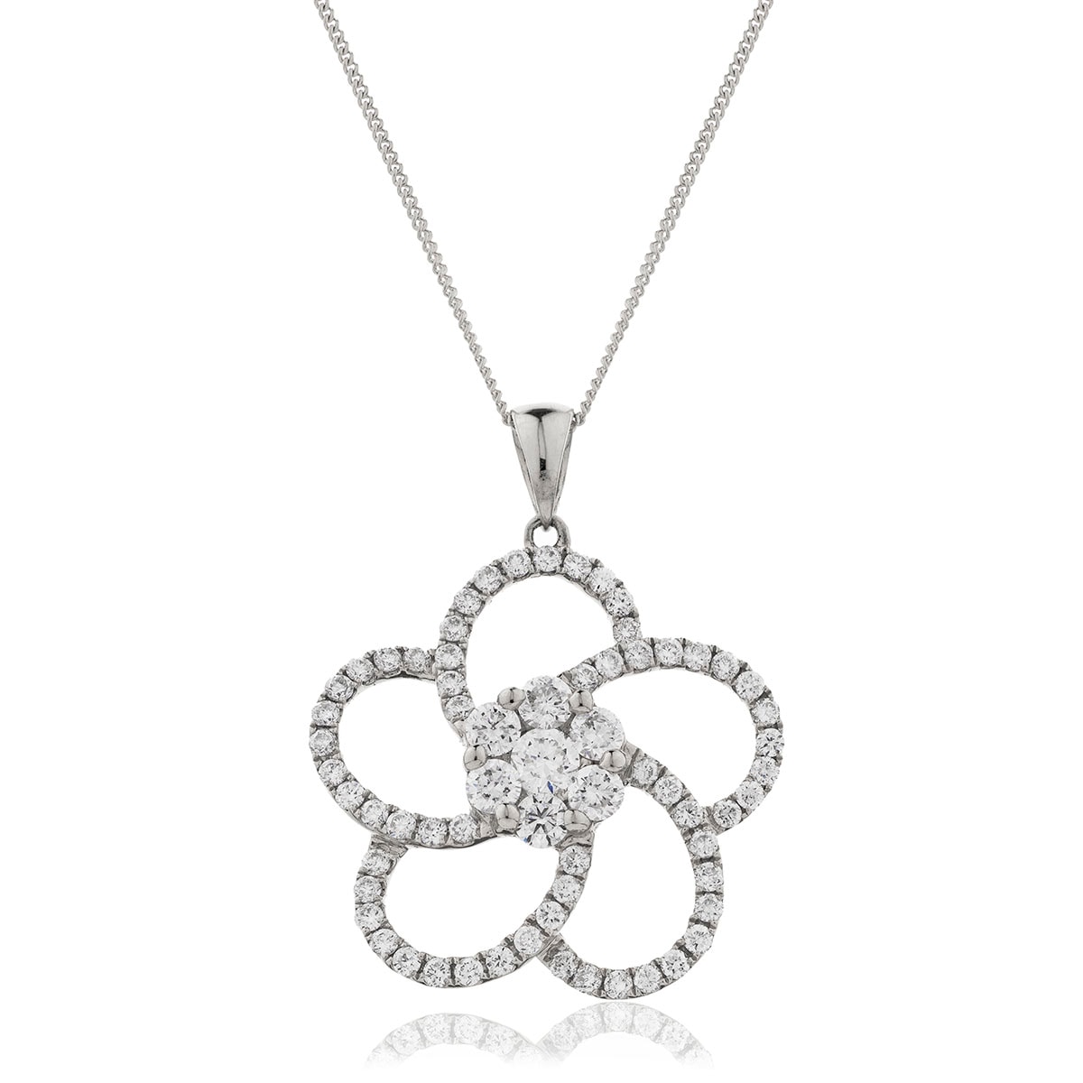 Open Swirl Flower Diamond Pendant view 1