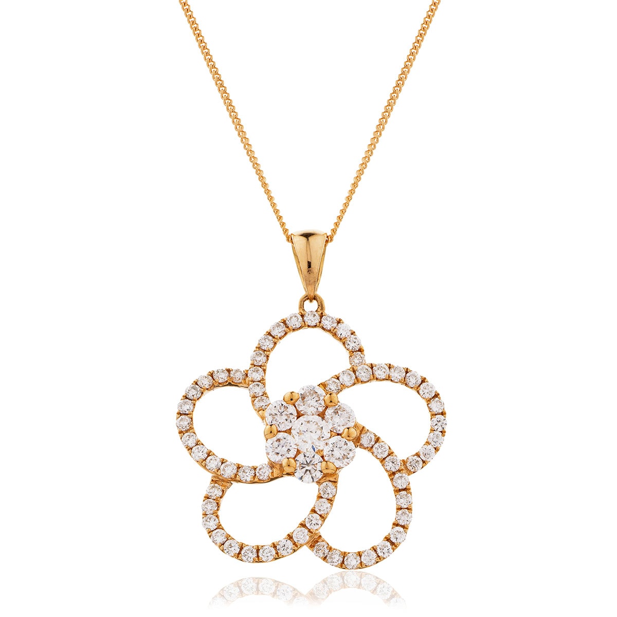Open Swirl Flower Diamond Pendant view 4