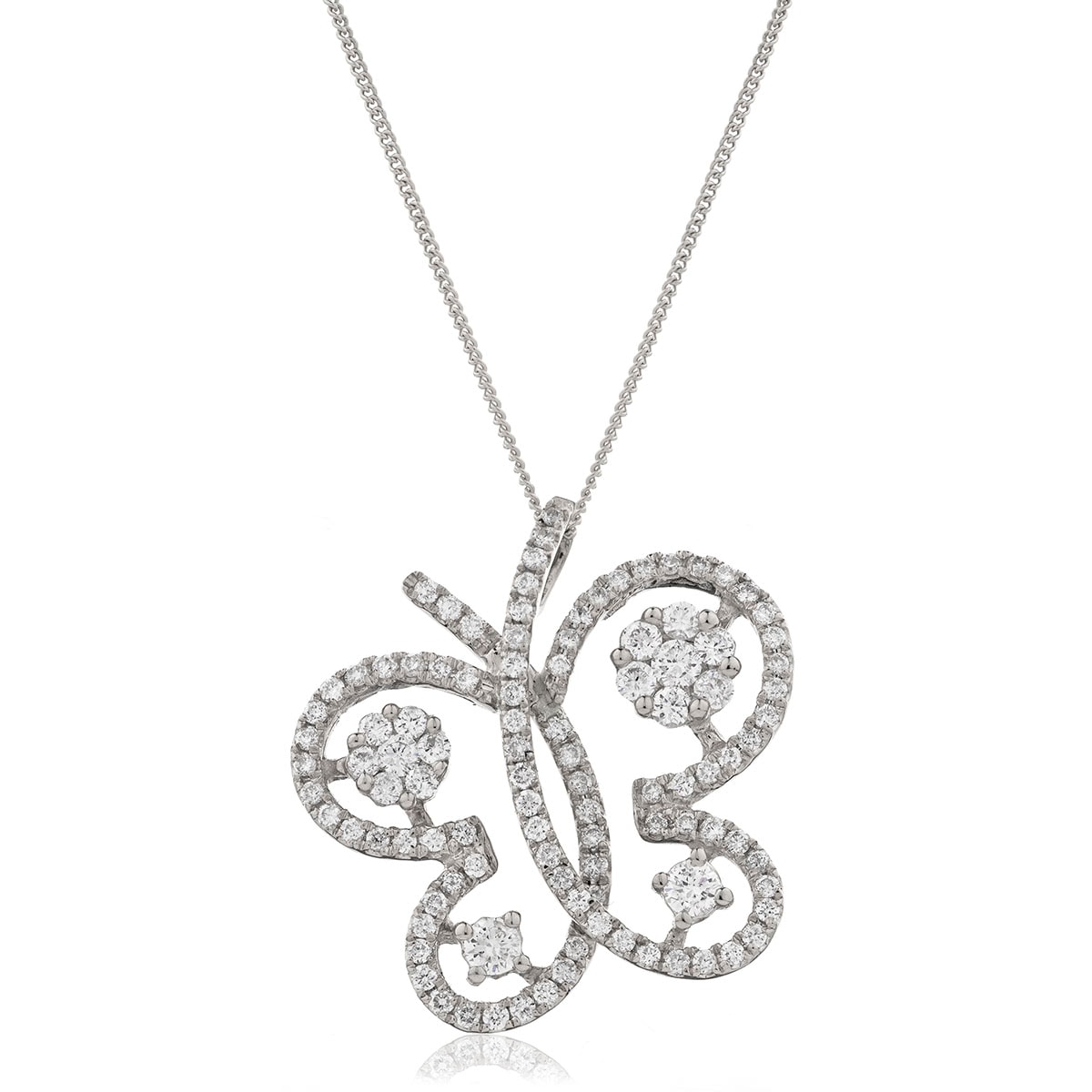 Butterfly Shape Open Pave Diamond Pendant view 1