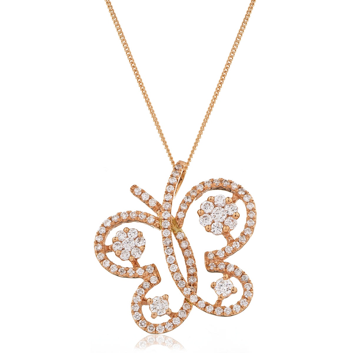 Butterfly Shape Open Pave Diamond Pendant view 4
