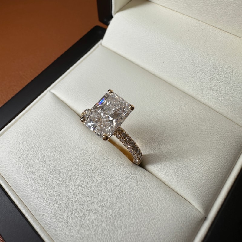 Radiant Cut Hidden Halo Lab Grown Diamond Engagement Ring view 7