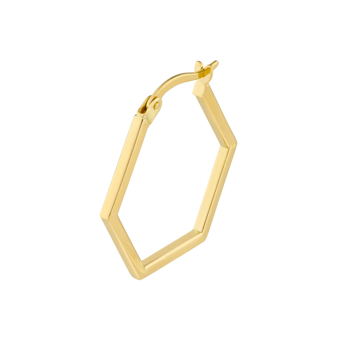 Hexagon Shape Gold Hoops Earrings view 3