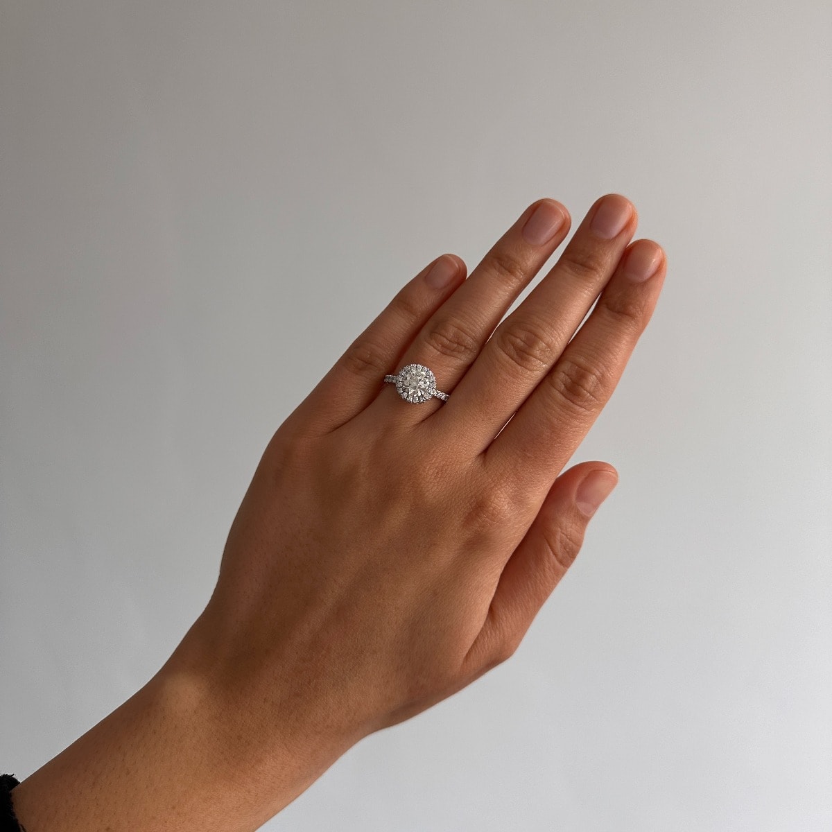 Double Edge Halo Round Diamond Engagement Ring view 6