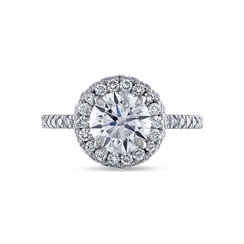 Double Edge Halo Round Diamond Engagement Ring