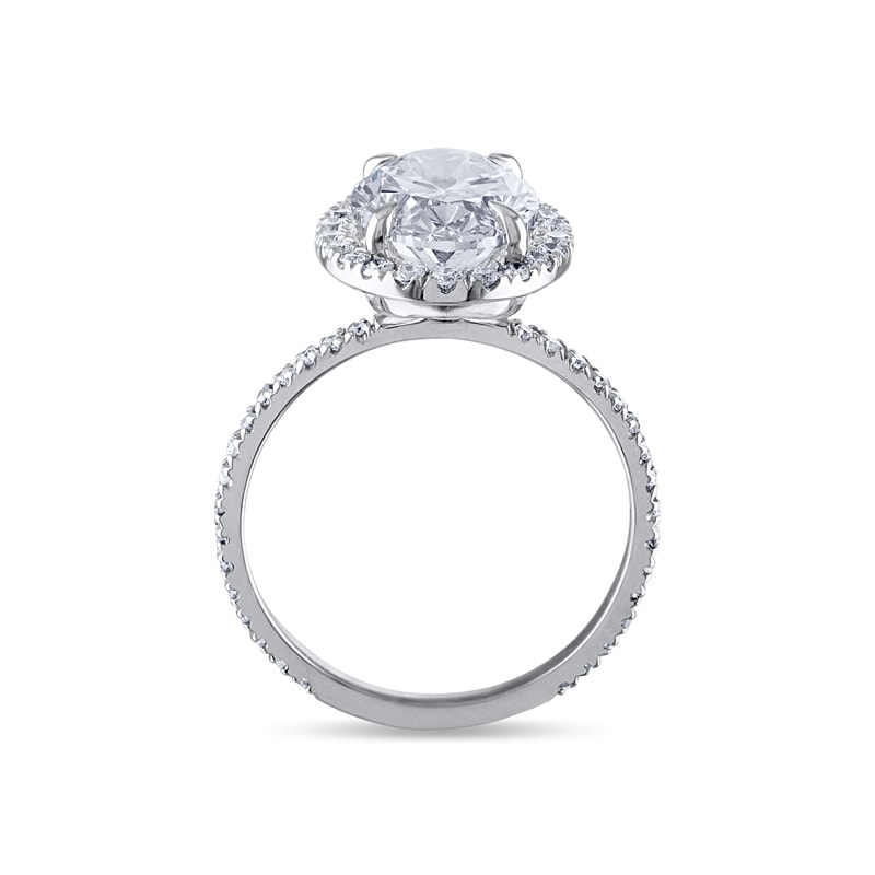 Oval Halo Thin Pave Lab Grown Diamond Engagement Ring view 3