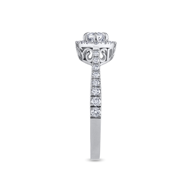 Marquise Cut Horizontal Diamond Halo Engagement Ring view 4