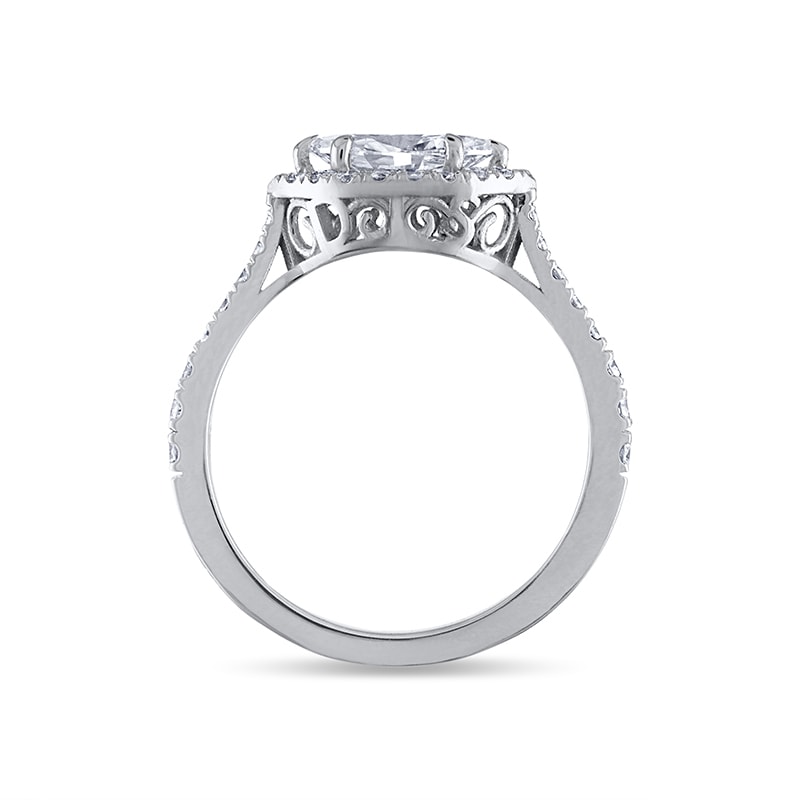 Marquise Cut Horizontal Diamond Halo Engagement Ring view 5