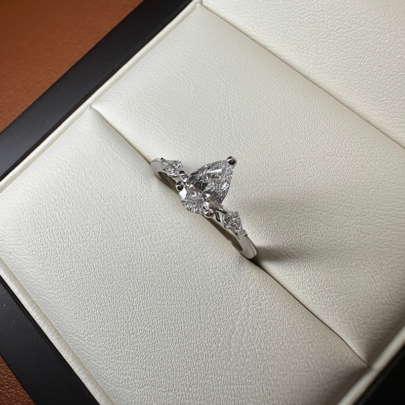 Pear and Kite Side Stones Diamond Engagement Ring view 8