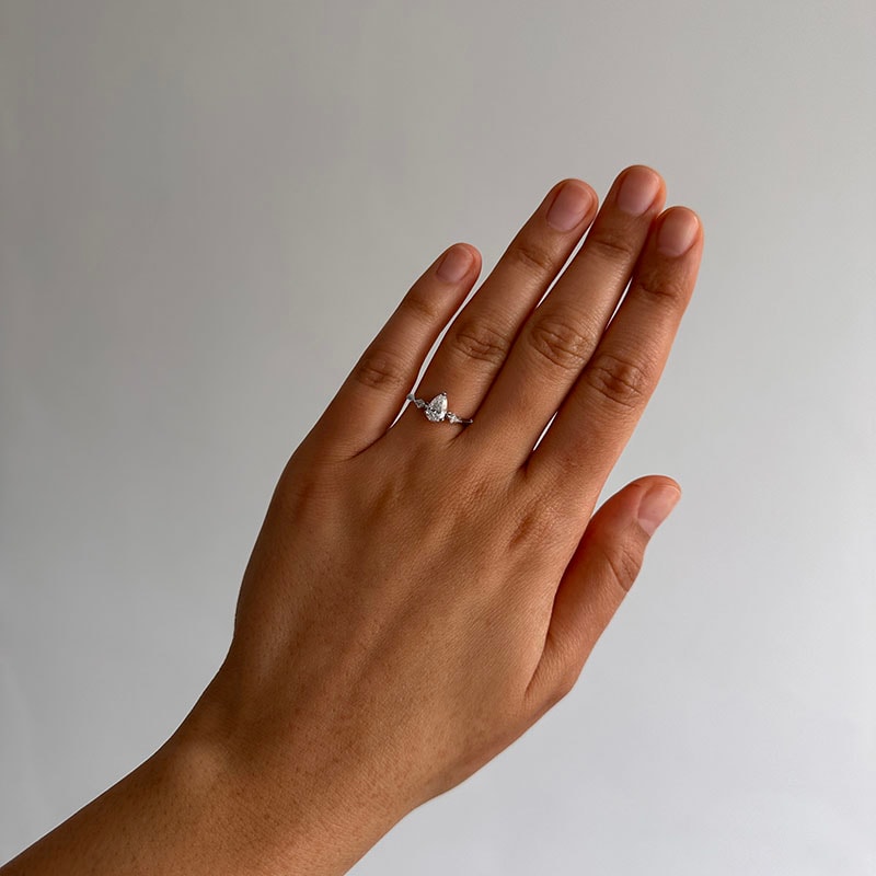 Pear and Kite Side Stones Diamond Engagement Ring view 6