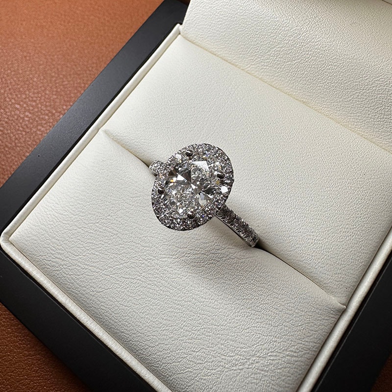 Oval Halo Thin Pave Lab Grown Diamond Engagement Ring view 8