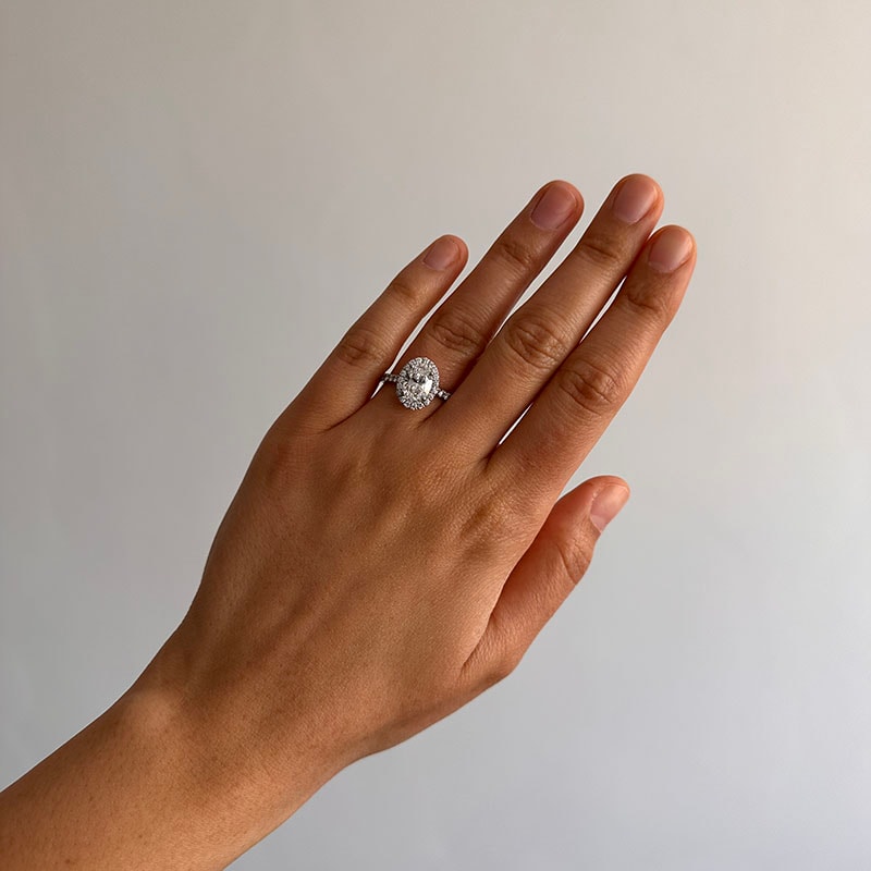 Oval Halo Thin Pave Lab Grown Diamond Engagement Ring view 6