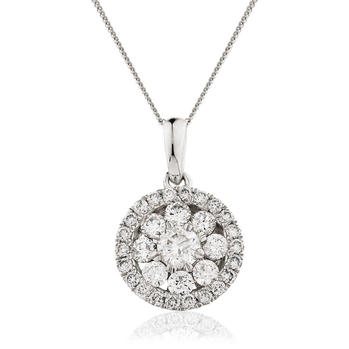 Halo Pave Set Diamond Necklace view 1