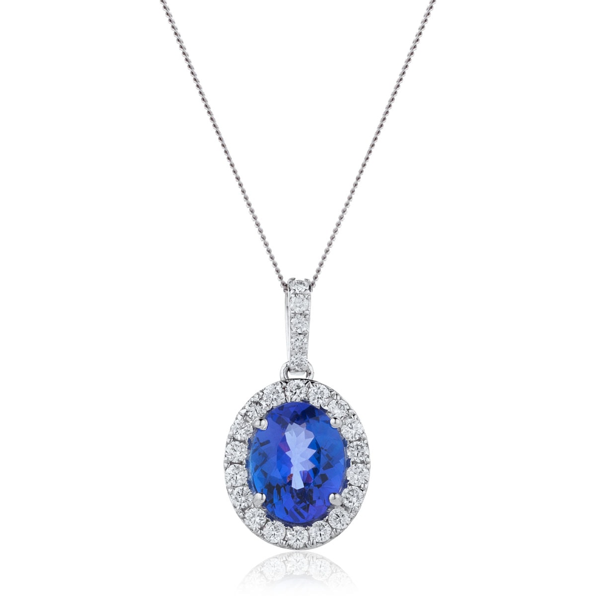 Oval Cut Sapphire Diamond Halo Pendant view 1