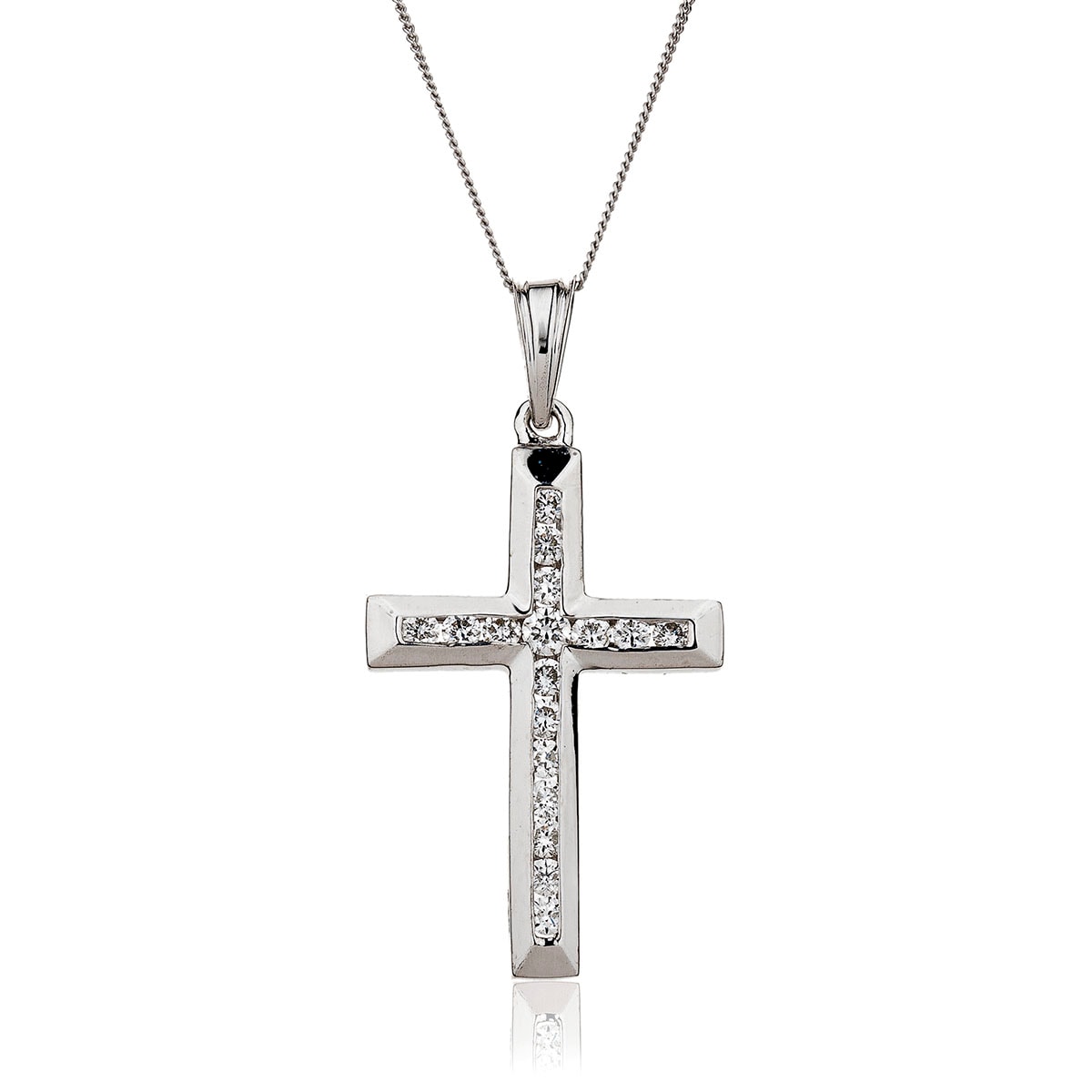 Channel Set Diamond Cross Pendant view 1