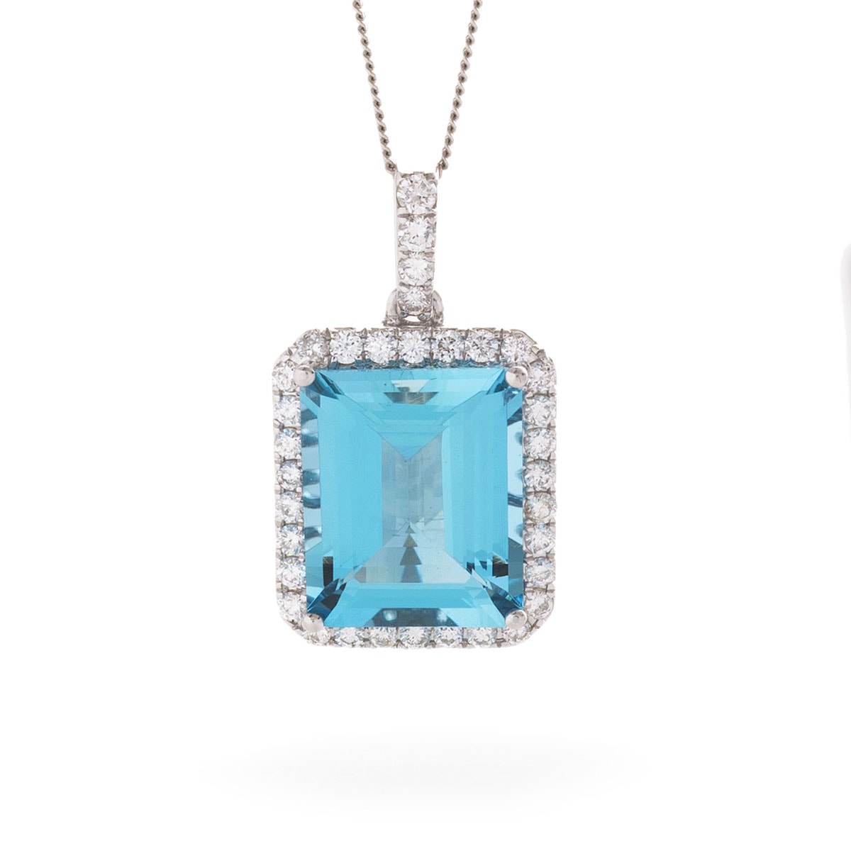 Emerald Cut Aquamarine Diamond Pendant view 1