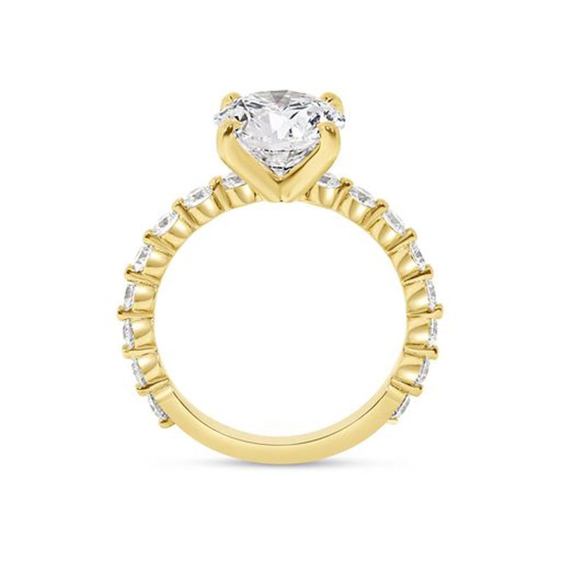 Lab Grown Yellow Gold Round Cut Shoulder Set Diamond Engagement Ring view 5