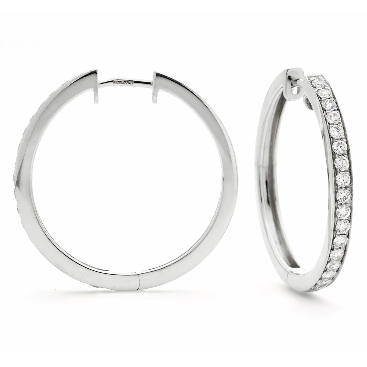 Grain Set Diamond Hoops Earrings view 1