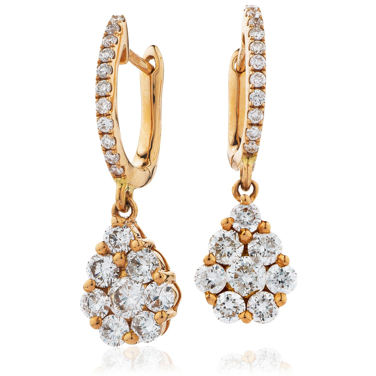 Small Pave Drop Hoops Diamond Earring view 2