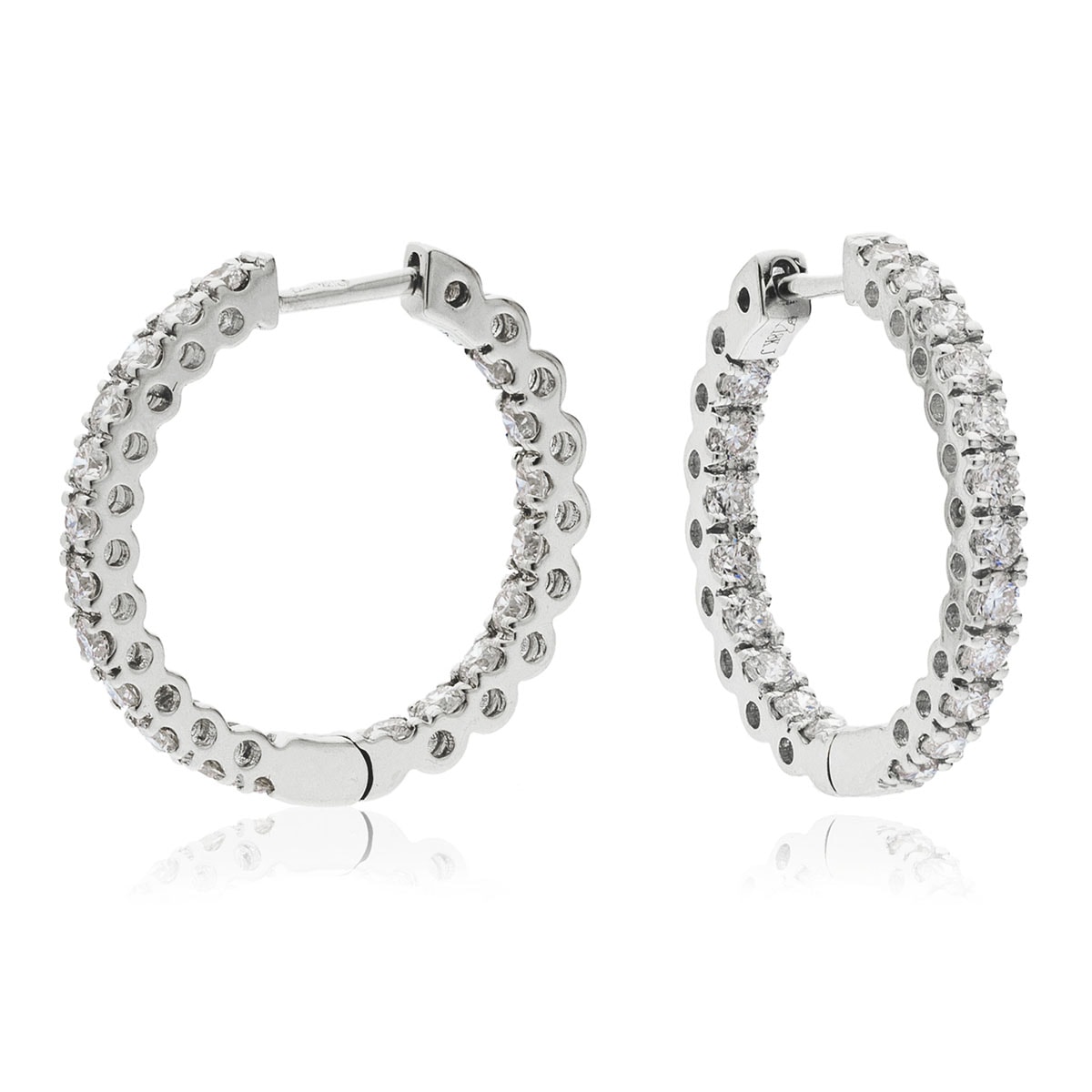 Round Shape Small Claw Set Hoops Diamond Earrings view 1