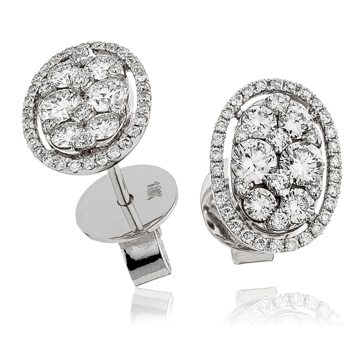 Open Halo Pave Diamond Earrings Studs view 1