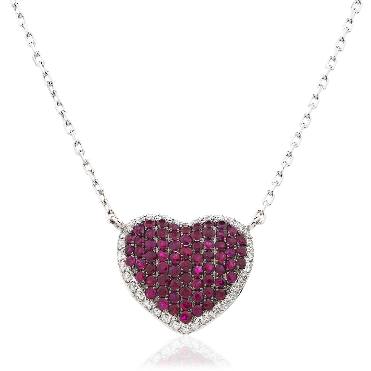 Fixed Pave Ruby Diamond Heart Pendant view 1