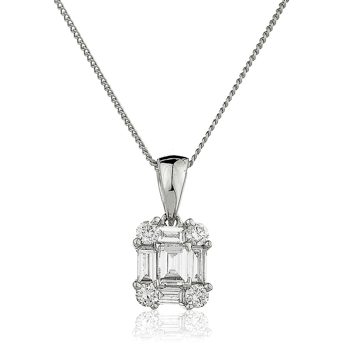 Round Baguette Cuts Diamond Pendant view 1